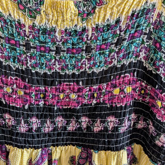 QED London Maxi Dress Boho Colorful Smocked Size Medium - Picture 10 of 11